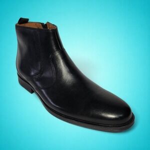 New Men's Clarks Whiddon Zip Black Leather Zip Boots, US Size 7.5